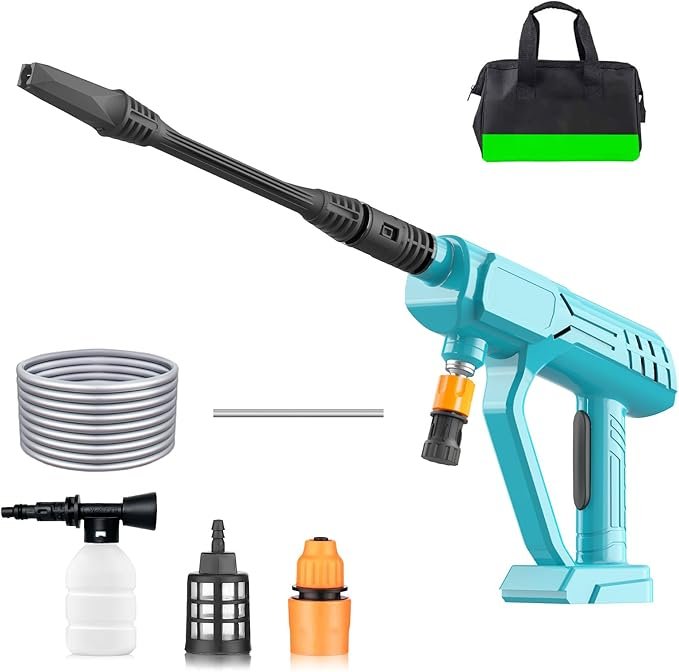 Cordless Power Washer Gun 18V Electric Portable Pressure Cleaner Compatible with Makita 18V Battery, for Home Travel Garden Yard