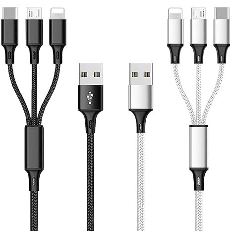 Multi Charging Cable 2 Packs, 3A 3 in 1 Fast Charging Cord