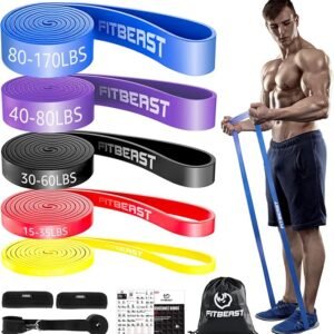 FitBeast Resistance Bands Set, 5 Levels Pull Up Bands for Bodyweight Training