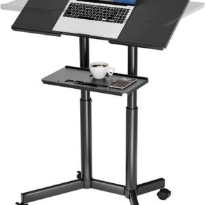 BONTEC Mobile Laptop Desk, 60 x 40 cm Height Adjustable Tilting Workstation