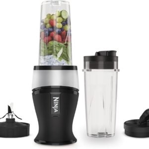 Ninja 700W Slim Blender & Smoothie Maker, 2x 470ml, Silver/Black, QB3001UKS