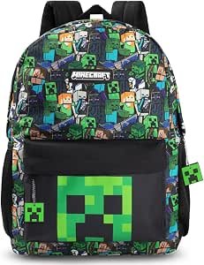 Minecraft Backpack for Boys - Creeper School Bag Kids Rucksack Gift, Black