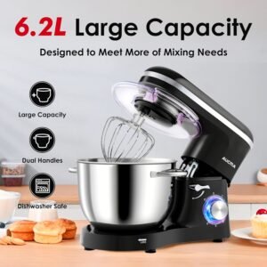 Click to see full view 4 VIDEOS Aucma Stand Mixer,Electric Food Mixer with 6.2L Bowl for Home Baking, 1400W