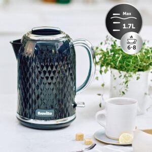 Breville Curve Electric Kettle | 1.7 Litre | 3KW Fast Boil | Black & Chrome [VKT017]